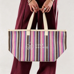 PVC-Woven Striped Tote Bag