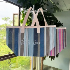 PVC-Woven Striped Tote Bag