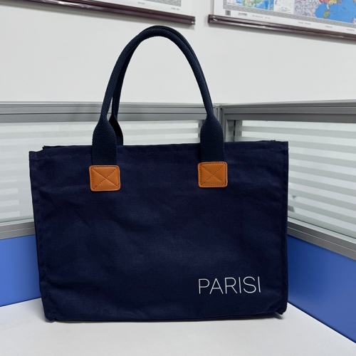 Dark blue cotton canvas tote bag
