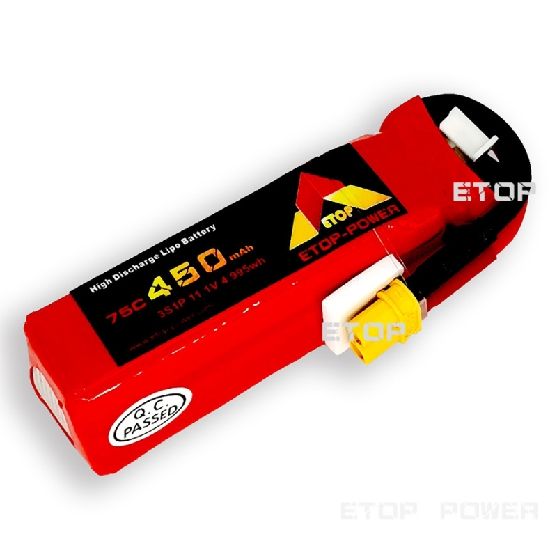 ETOP POWER 450mAh 75C 3S 11.1V batería lipo