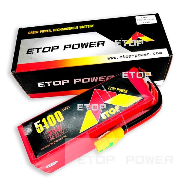 ETOP POWER 5100mAh 35C 6S 22.2V lipo battery for Drone