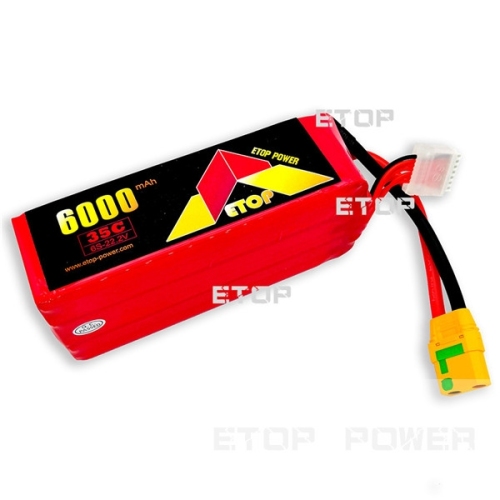 ETOP POWER 6000mAh 35C 6S 22.2V lipo battery for Drone