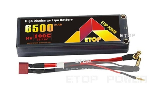 Hard case ETOP POWER 6500mAh 100C 2S 7.6V Hard case HV LiPO battery