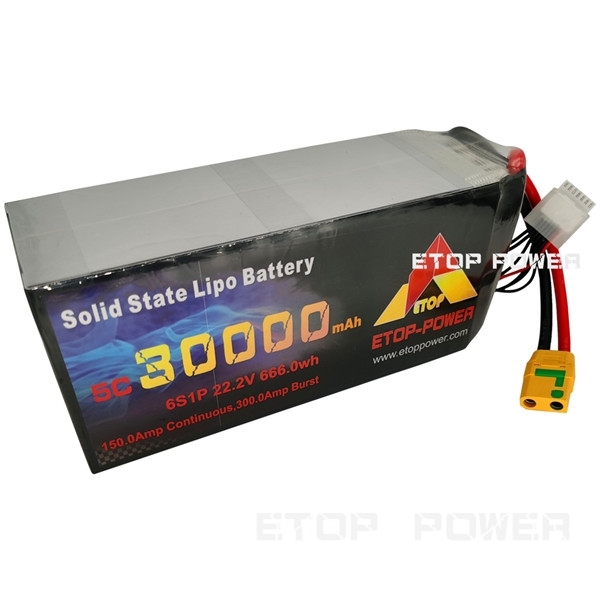 ETOP POWER 30000mAh 5C 6S 22.2V Batería de estado sólido