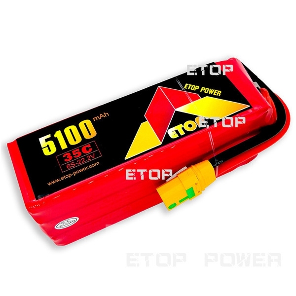 ETOP POWER 5100mAh 35C 6S 22.2V lipo battery for Drone