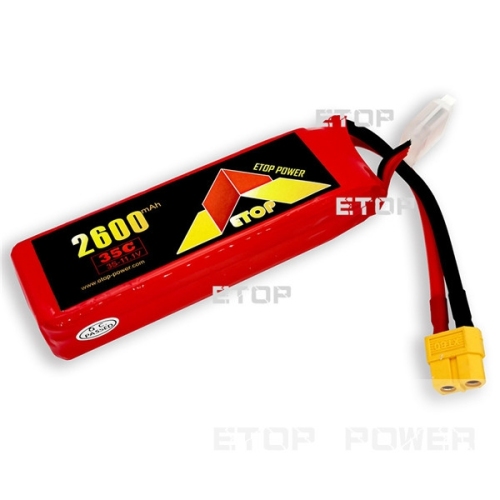 ETOP POWER 2600mAh 35C 3S 11.1V lipo battery for RC plane