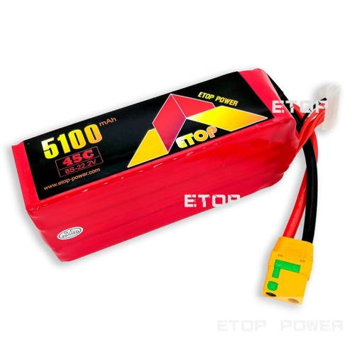 ETOP POWER 5100mAh 45C 6S 22.2V lipo battery for Drone