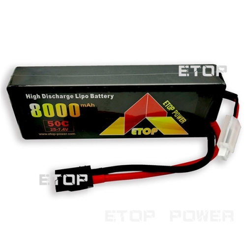 ETOP POWER 8000mAh 50C 2S 7.4V Hard case RC car battery