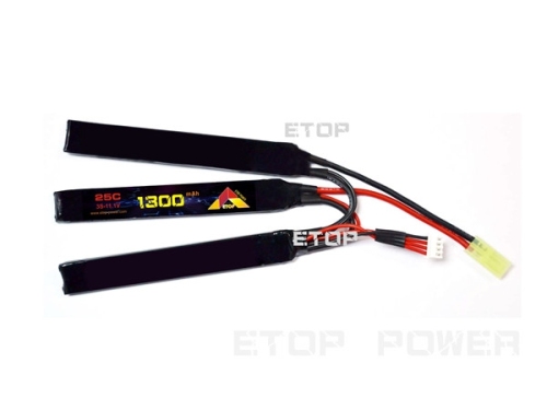 ETOP POWER 1300mAh(3 sticks) 25C 3S 11.1V Airsoft gun Lipo battery