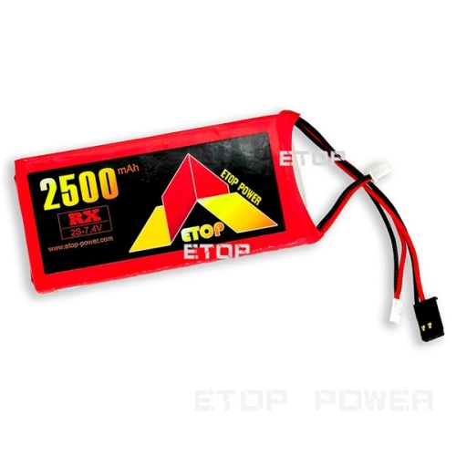 ETOP POWER 2500mAh 3C 2S 7.4V LiPO battery for Receiver&amp;Transmitter