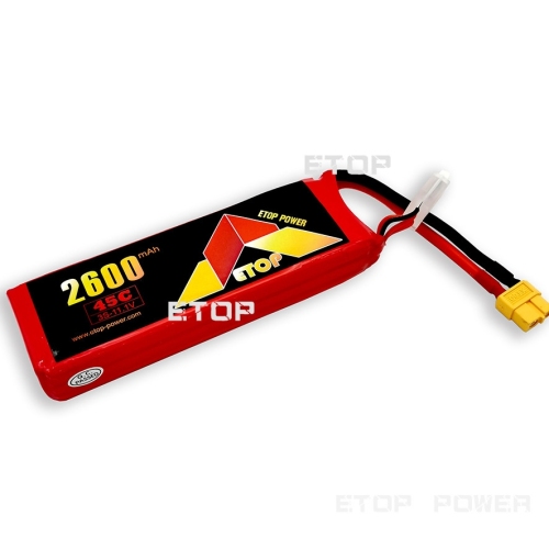 ETOP POWER 2600mAh 45C 3S 11.1V lipo battery for RC plane