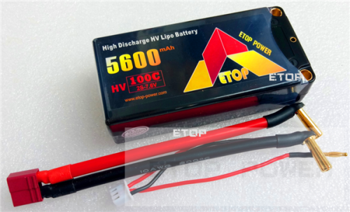 ETOP 5600mAh 100C 2S 7.6V Hard case Shorty HV LiPO battery