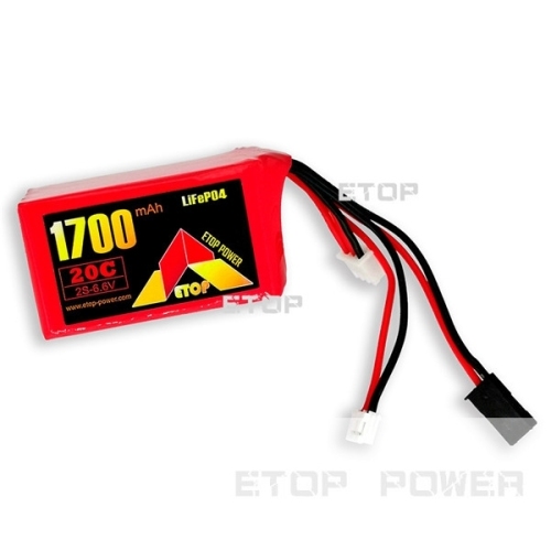 ETOP POWER 1700mAh 20C 2S 6.6V LiFe battery for Receiver&amp;Transmitter