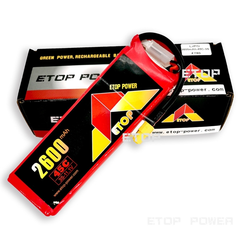 ETOP POWER 2600mAh 45C 3S 11.1V batería lipo para avión RC