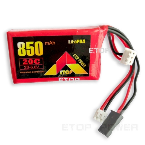 ETOP POWER 850mAh 20C 2S 6.6V LiFe battery for Receiver&amp;Transmitter