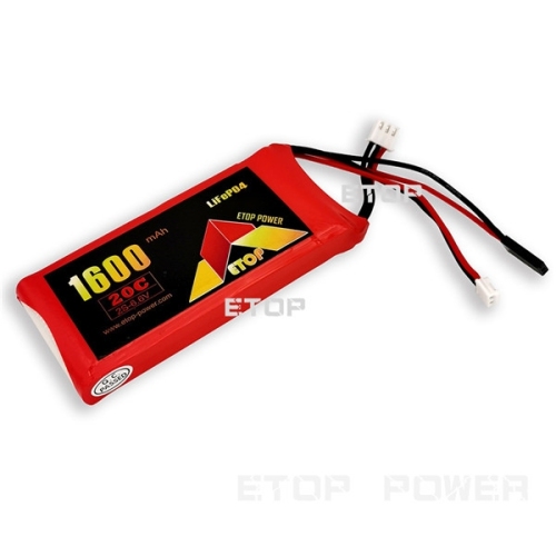ETOP POWER 1600mAh 20C 2S 6.6V LiFe battery for Receiver&amp;Transmitter