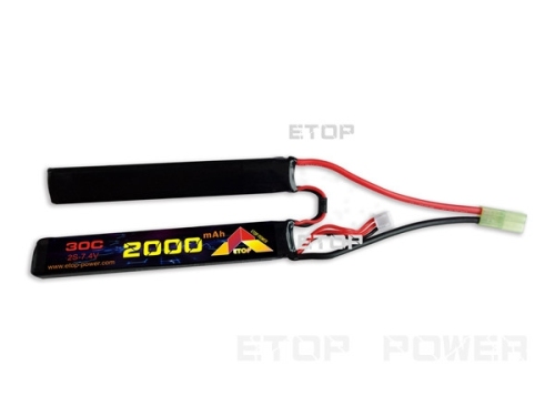 ETOP POWER 2000mAh(2 sticks) 25C 2S 7.4V Airsoft gun Lipo battery