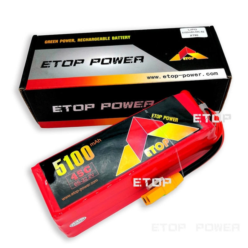 ETOP POWER 5100mAh 45C 6S 22.2V lipo battery for Drone