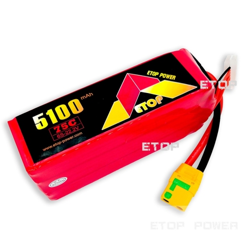 ETOP POWER 5100mAh 75C 6S 22.2V lipo battery for Drone