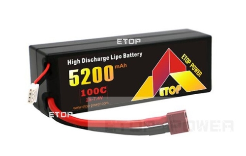 ETOP POWER 5200mAh 100C 2S 7.4V Hard case LiPO battery