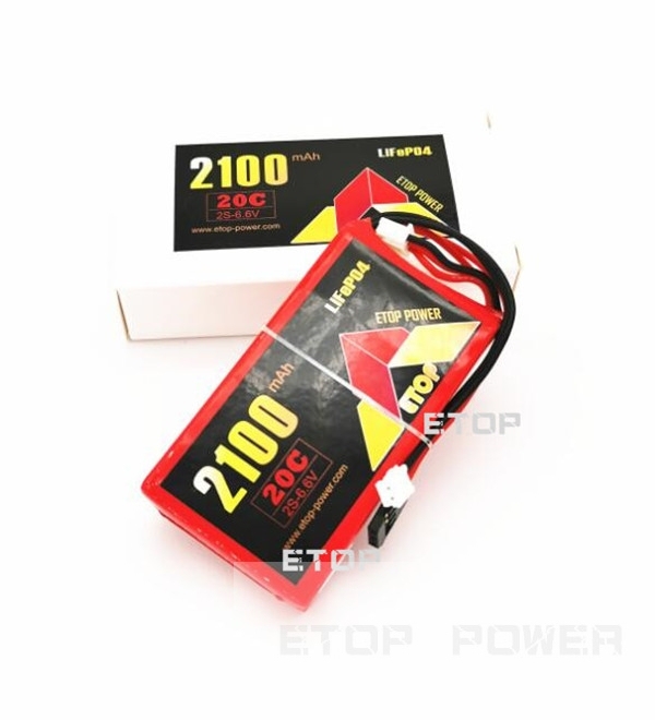 ETOP POWER 2100mAh（C）20C 2S 6.6V LiFeバッテリー（受信機および送信機用）