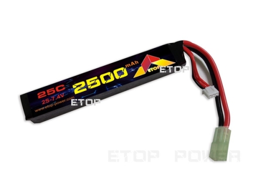 ETOP POWER 2500mAh 25C 2S 7.4V Airsoft gun Lipo battery