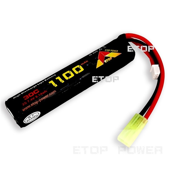 ETOP POWER 1100mAh 30C 2S 7.4V Airsoft gun battery
