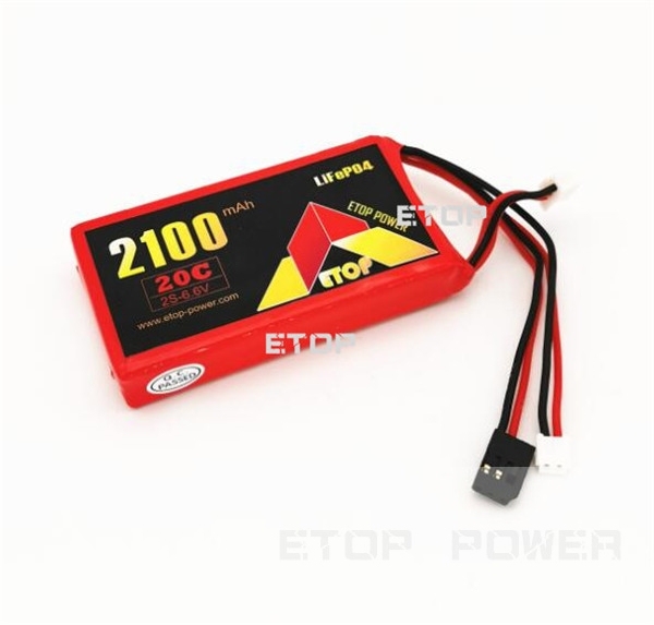 ETOP POWER 2100mAh（C）20C 2S 6.6V LiFeバッテリー（受信機および送信機用）