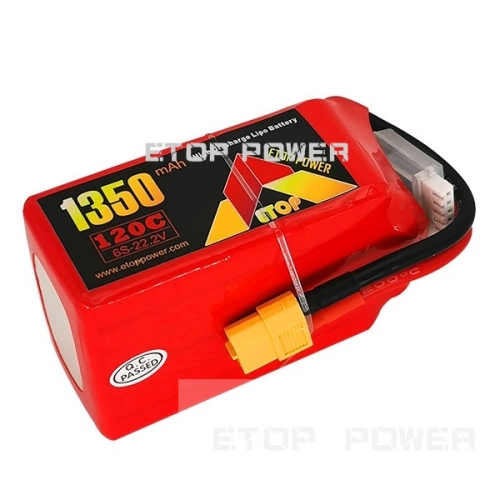 ETOP POWER 1350mAh 120C 6S 22.2V lipo battery for FPV
