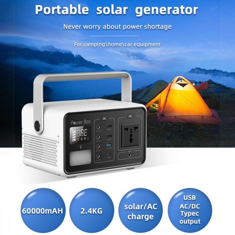 Banco de energía solar al aire libre para el hogar fuente de alimentación portátil de batería de litio de 200w