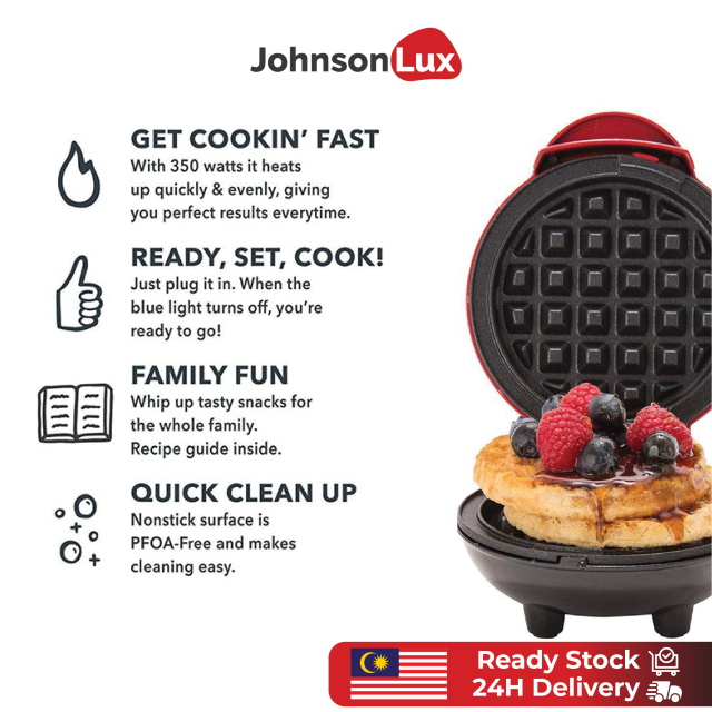 JohnsonLux Mini Waffle Maker Machine Electric Waffles Maker Bubble Egg Cake Oven Breakfast Waffle Machine 12cm (350W)