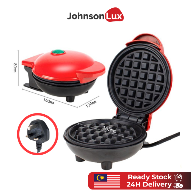 JohnsonLux Mini Waffle Maker Machine Electric Waffles Maker Bubble Egg Cake Oven Breakfast Waffle Machine 12cm (350W)