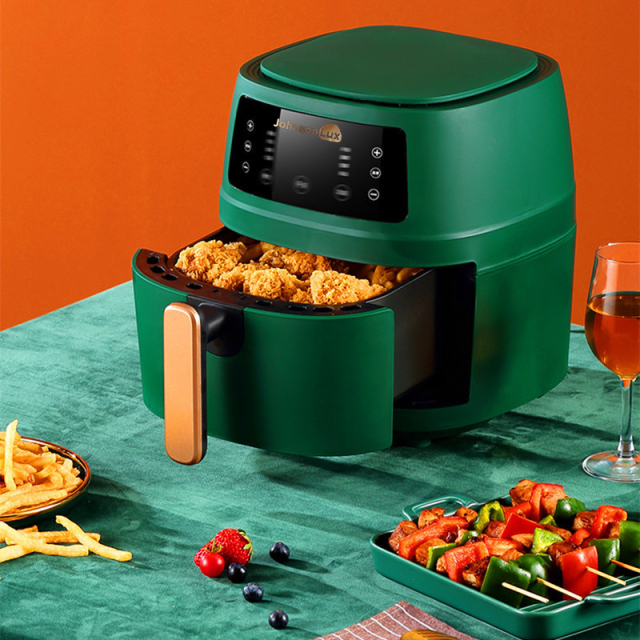 Johnsonlux Dark Green Air Fryer 5L Electric Household Non-Stick Oil Free Kitchen cooker Baking Automatic Fryer 空气炸锅