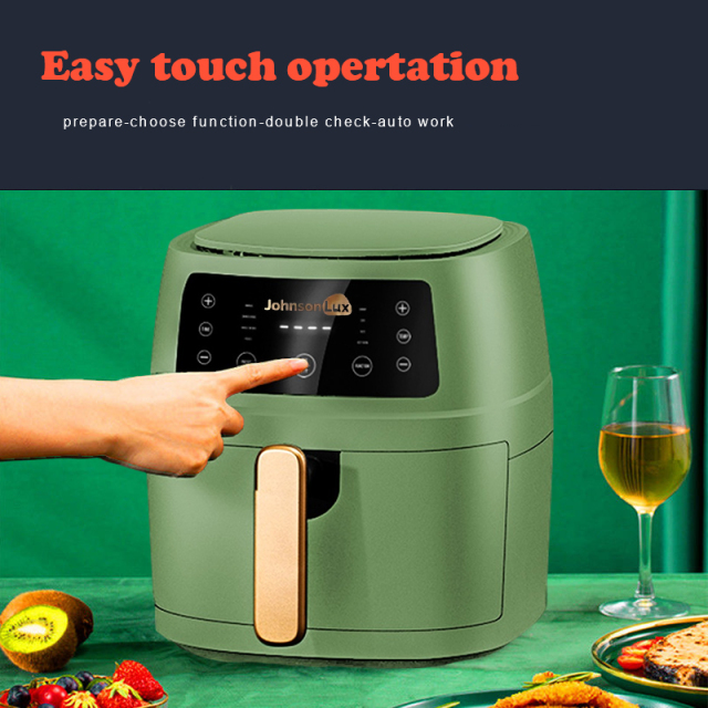 Johnsonlux Air Fryer 5L Electric Household Non-Stick Oil Free Kitchen cooker Baking Automatic Fryer 空气炸锅 Marcaron Green