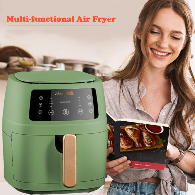 Johnsonlux Air Fryer 5L Electric Household Non-Stick Oil Free Kitchen cooker Baking Automatic Fryer 空气炸锅 Marcaron Green