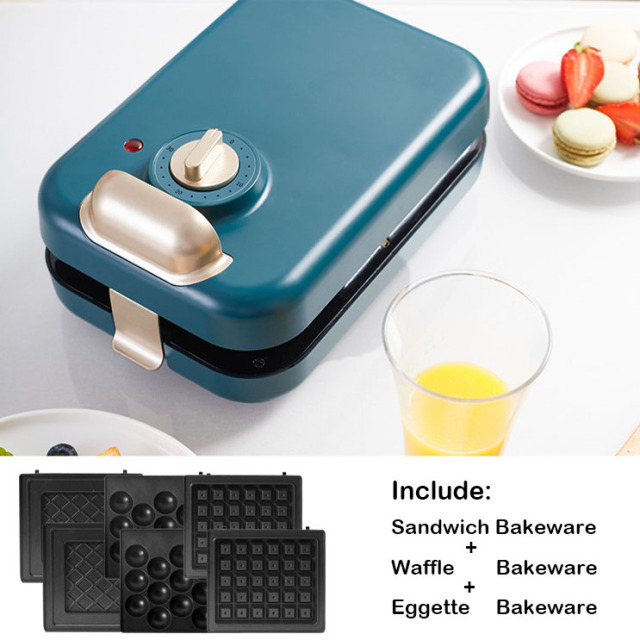 3 in 1 Waffle Maker Electric Sandwich Maker Timer Control Food Maker Waffle Eggettes Breakfast Small Household Appliance