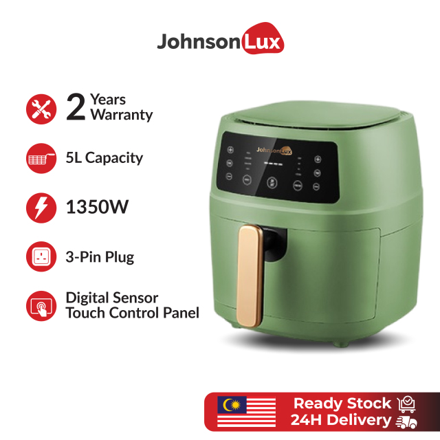 Johnsonlux Air Fryer 5L Electric Household Non-Stick Oil Free Kitchen cooker Baking Automatic Fryer 空气炸锅 Marcaron Green