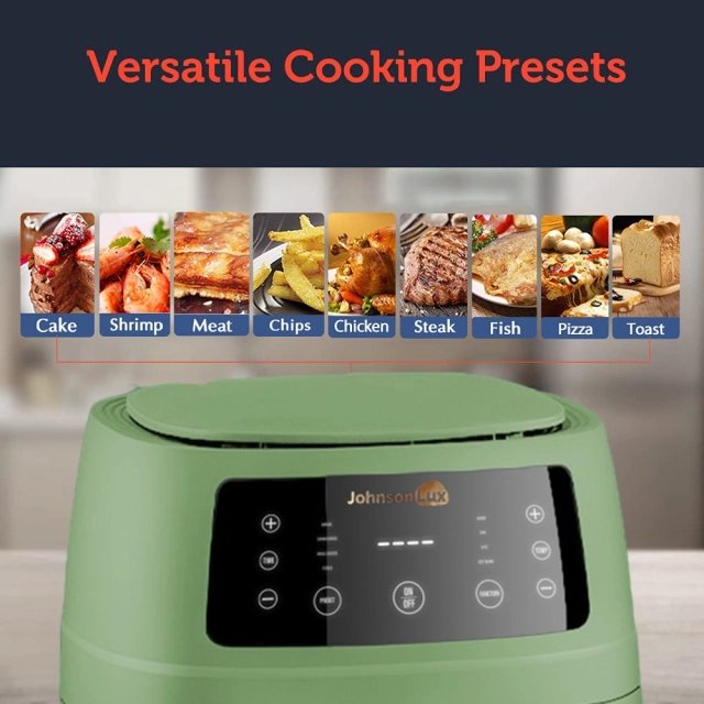 Johnsonlux Air Fryer 5L Electric Household Non-Stick Oil Free Kitchen cooker Baking Automatic Fryer 空气炸锅 Marcaron Green