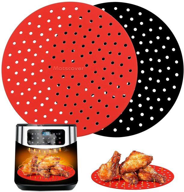 Reusable Steamer Pot Pad Air Fryer Liners Non-slip Silicone Pad Square/Round Air Fryer Baking Accessories Steaming Mat