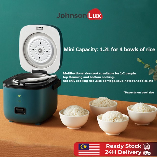 Mini Rice Cooker Multi-function Non-Stick Household Small Cooking Machine Make Porridge Soup 1.2L 3 Pin Plug