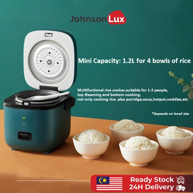 Mini Rice Cooker Multi-function Non-Stick Household Small Cooking Machine Make Porridge Soup 1.2L 3 Pin Plug