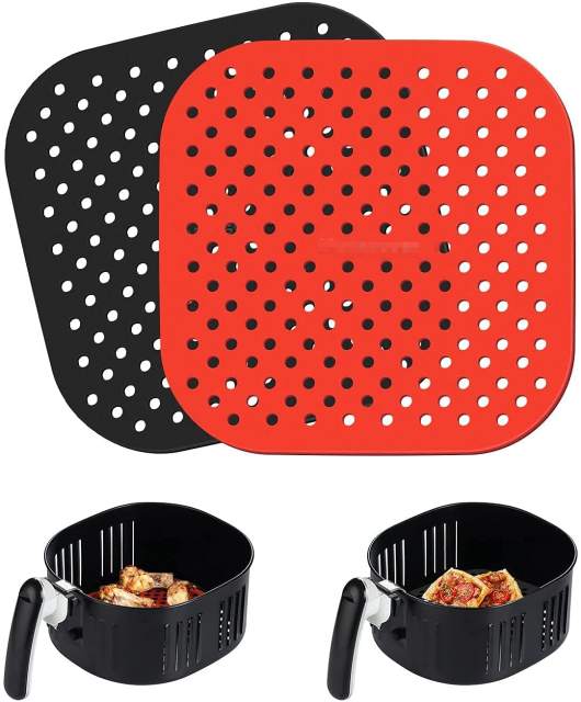 Reusable Steamer Pot Pad Air Fryer Liners Non-slip Silicone Pad Square/Round Air Fryer Baking Accessories Steaming Mat