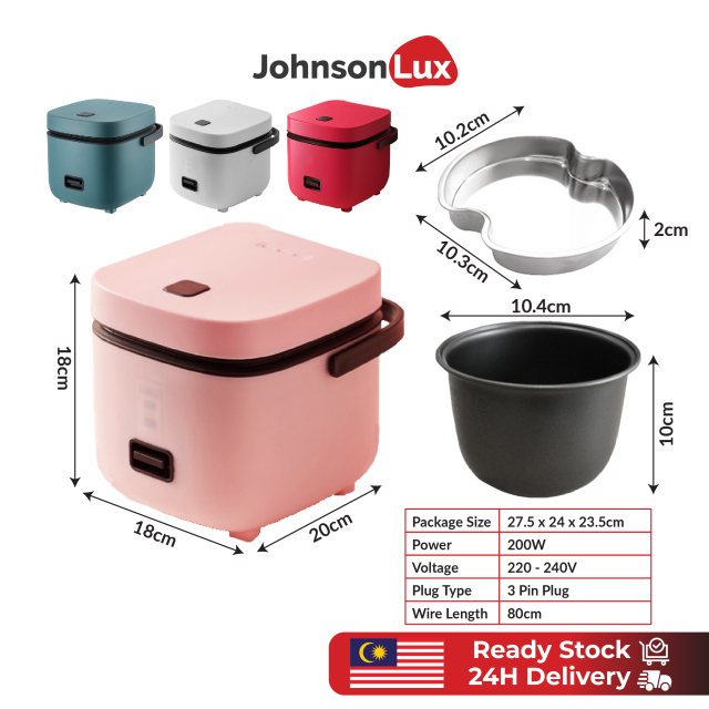 Mini Rice Cooker Multi-function Non-Stick Household Small Cooking Machine Make Porridge Soup 1.2L 3 Pin Plug