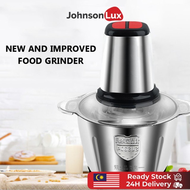 Stainless Steel Automatic Electric Meat Grinder Mincer Pengisar Chopper 3L High Quality Safe Multifunction（3 Pin Plug）