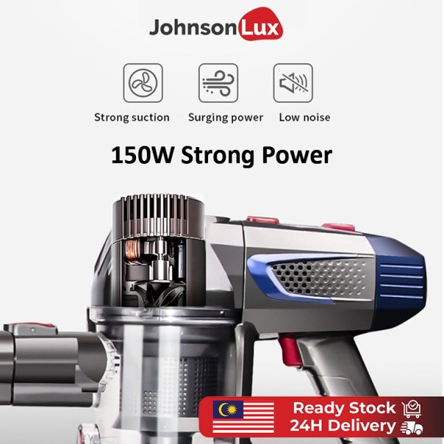 Johnsonlux Red Cordless Vacuum 4 in 1 Powerful Suction Stick Handheld Vacuum Cleaner 10kPa Strong Suction Dust 3Pin Plug