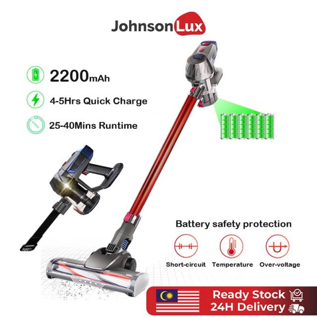 Johnsonlux Red Cordless Vacuum 4 in 1 Powerful Suction Stick Handheld Vacuum Cleaner 10kPa Strong Suction Dust 3Pin Plug