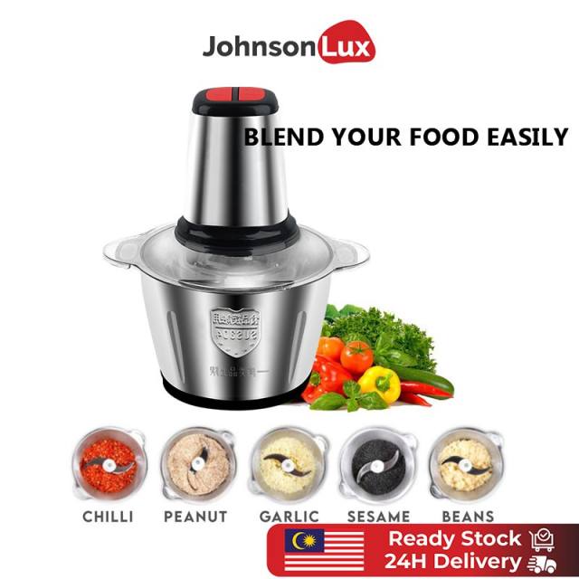 Stainless Steel Automatic Electric Meat Grinder Mincer Pengisar Chopper 3L High Quality Safe Multifunction（3 Pin Plug）