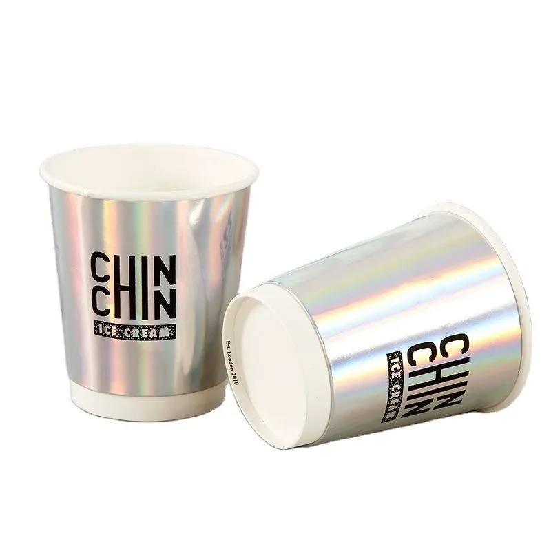 Takeaway Gold Foil Stamping Paper Coffee Cups