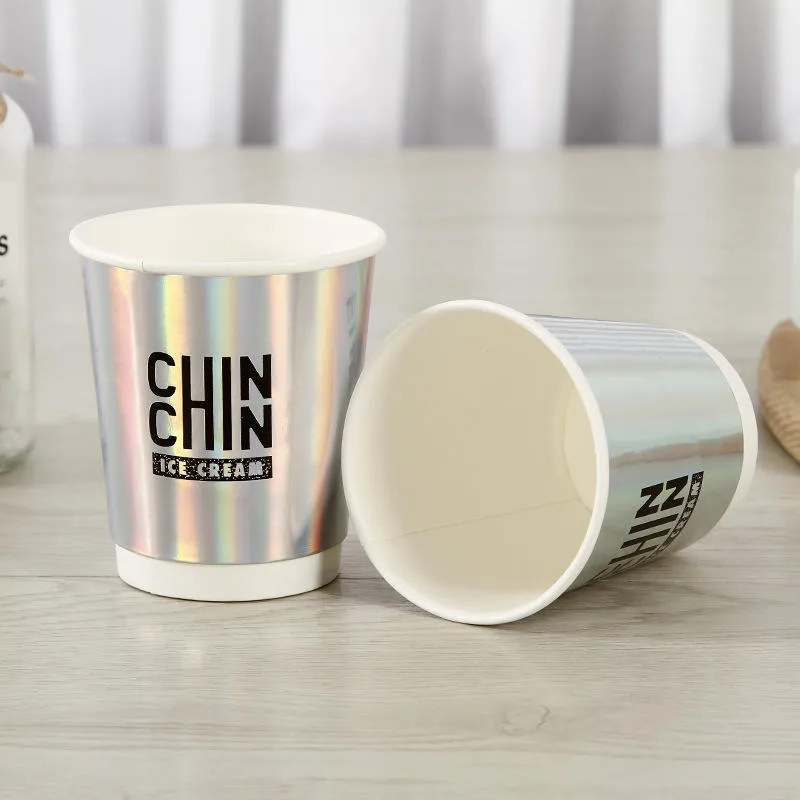 Takeaway Gold Foil Stamping Paper Coffee Cups