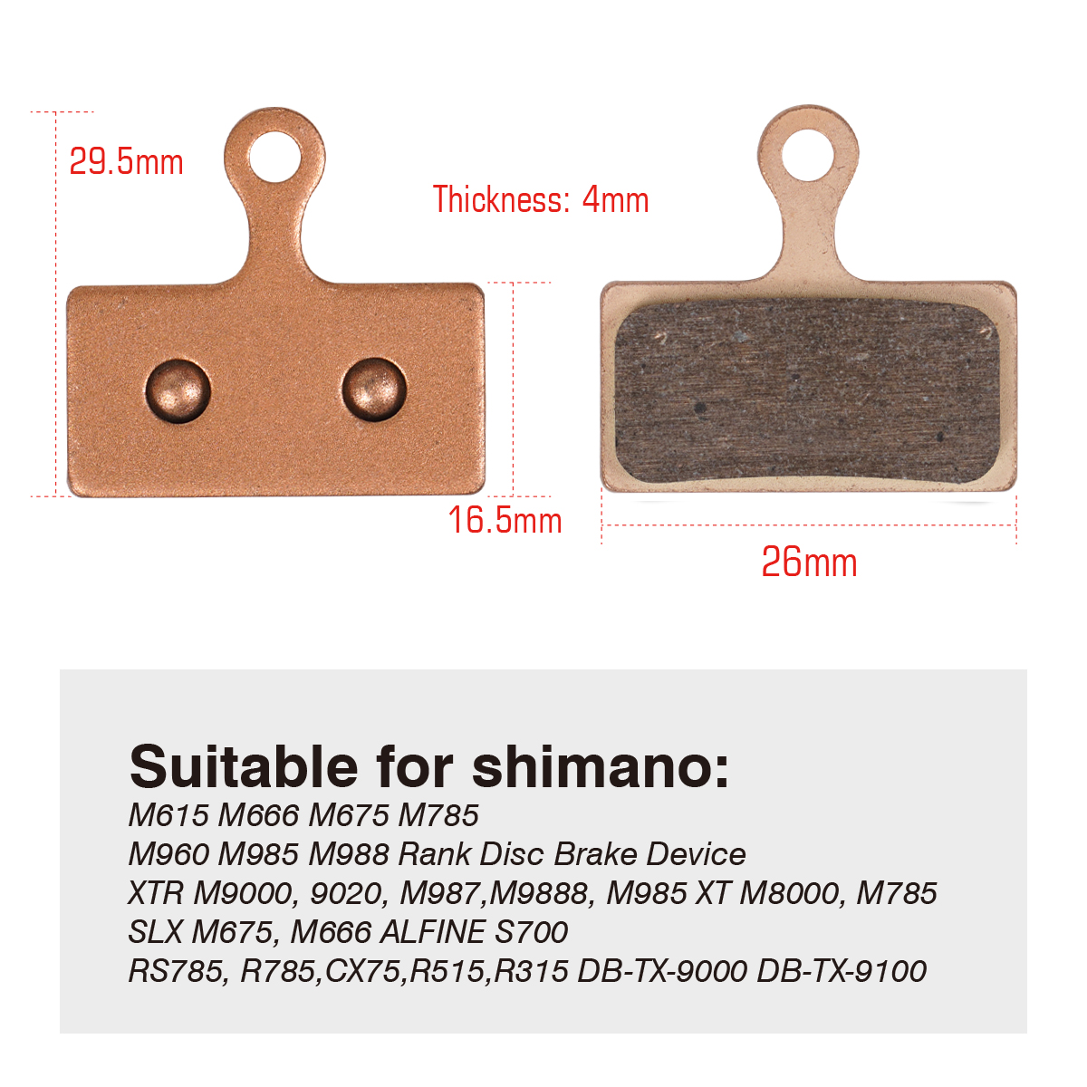 2 Pairs Sintered Bike Brake Pads Compatible with TRP Tektro Shimano Deore Br-M575 M525 M515 T675 M495 M486 M485 M475 M465 M446